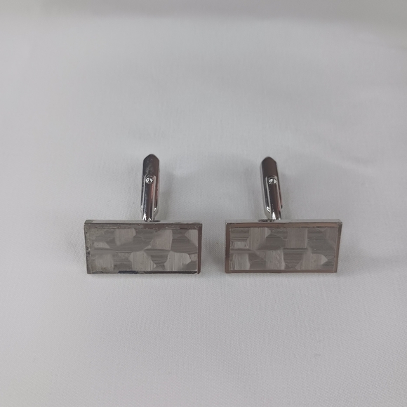 Silver Rectangle Cuff Links. - Picture 5 of 6